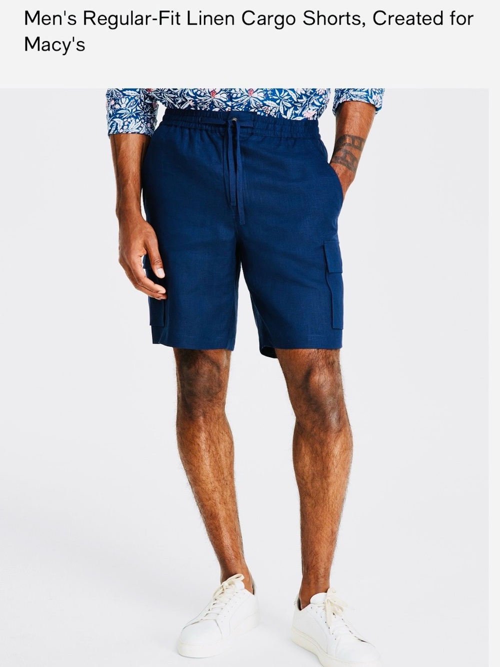 Charter Club Navy Linen Cargo Shorts